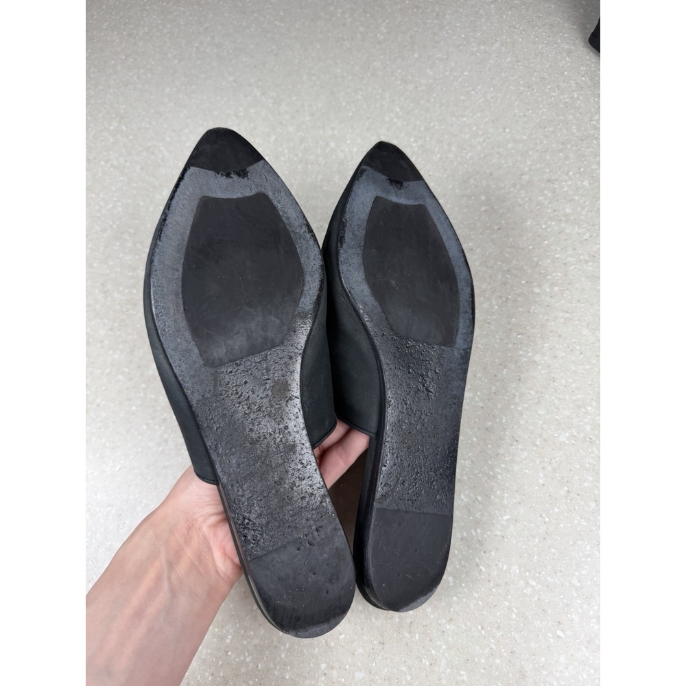 Jenni Kayne Women's 39 9 Mule Slides Oil Leather Black Pointed Toe Flats Coastal - Picture 8 of 11